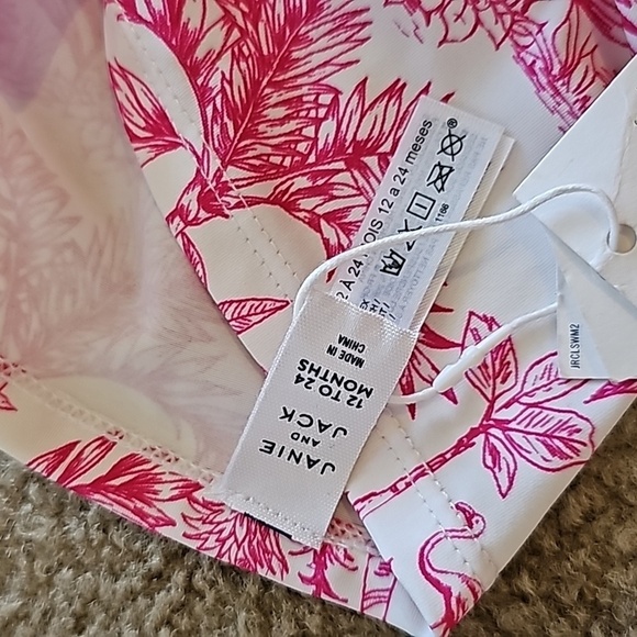 Janie and Jack girls UPF 50+ RECYCLED FLAMINGO TOILE SWIM HEADWRAP - Picture 4 of 4